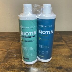 Volumizing Biotin Shampoo and Conditioner Set, Maple Holistics 16 oz Each - NEW
